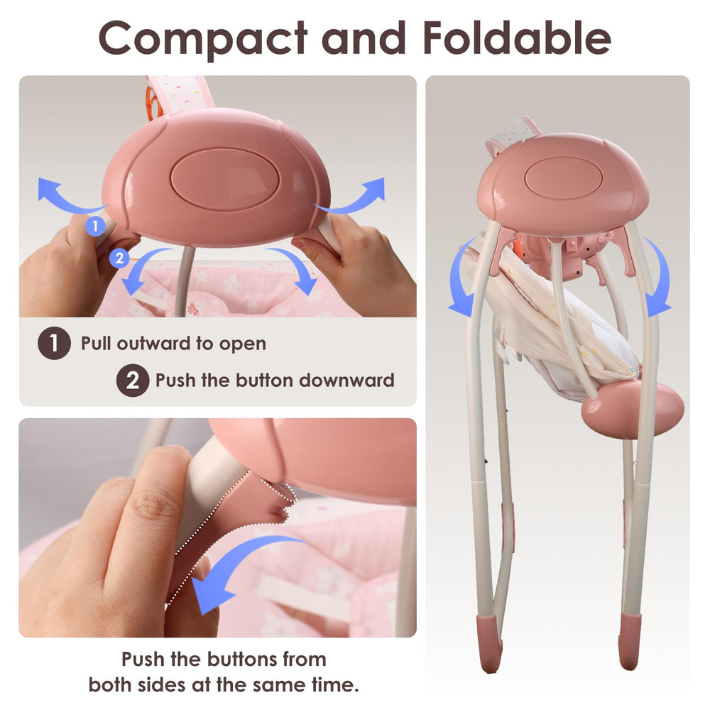 Tiny Marvels portable swing offers breathable fabric cover for baby comfort