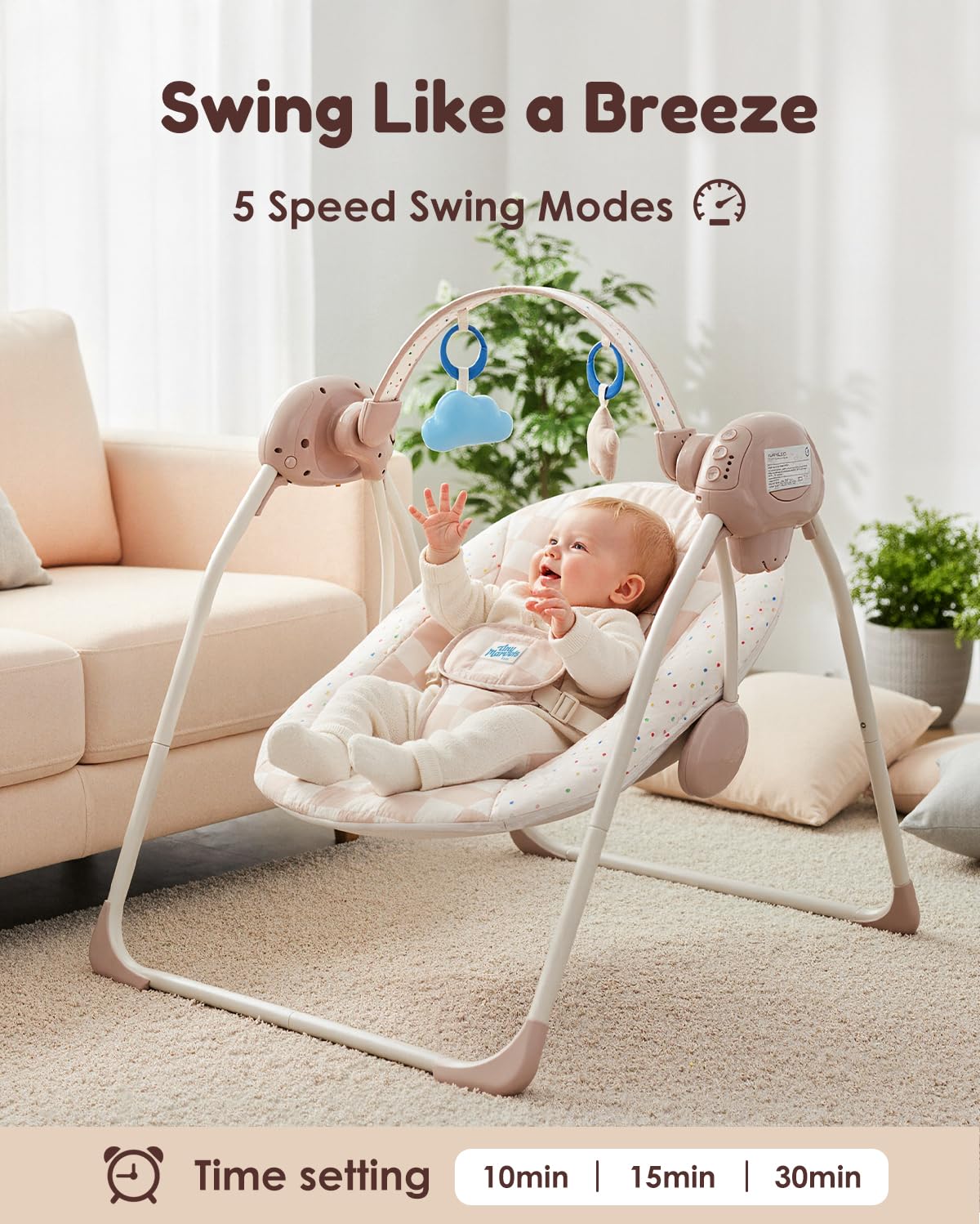 Tiny Marvels portable swing outdoor-ready for shaded outdoor soothing