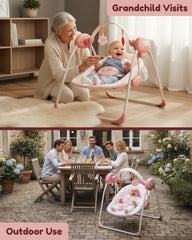 Tiny Marvels portable swing with removable toy bar supports sensory play on the go