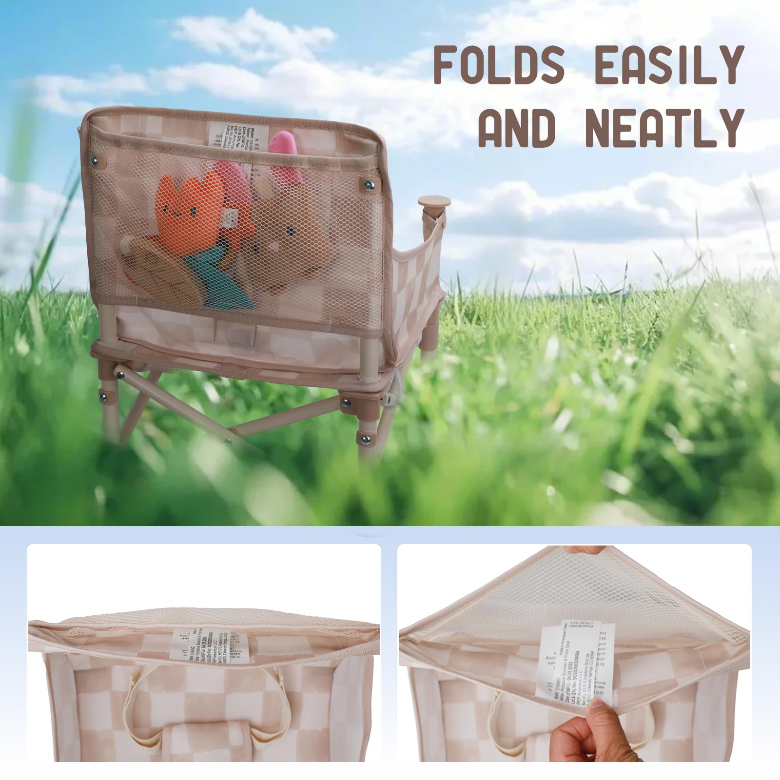 Tiny Marvels soft Oxford fabric seat delivers gentle support and stability