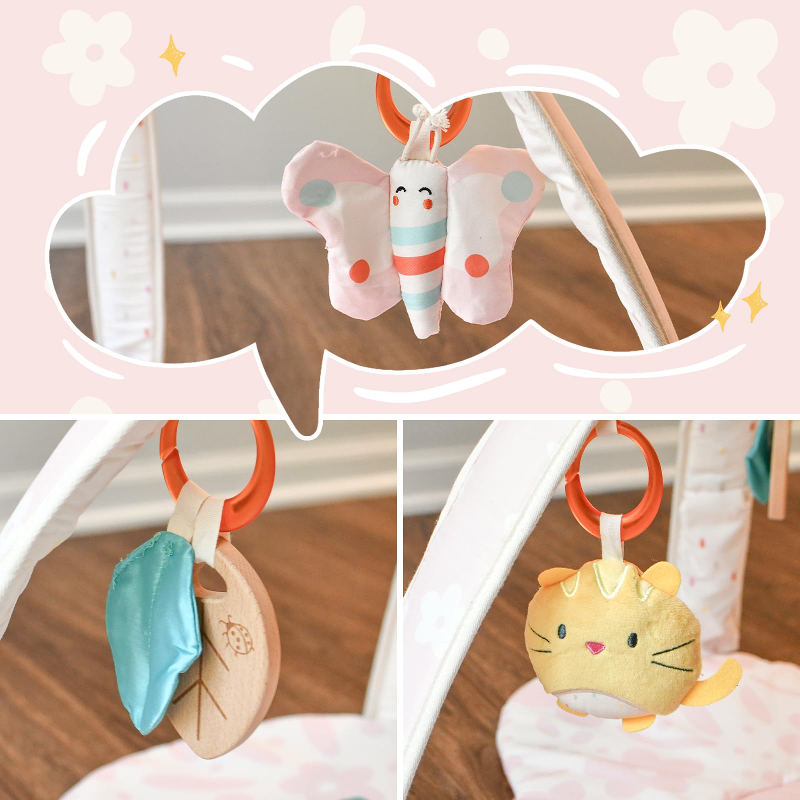 Tiny Marvels spring-blossoms nursery pattern blending decor with functional baby gym