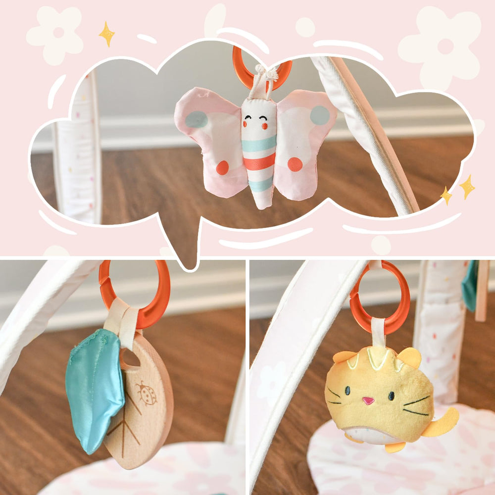 Tiny Marvels spring-blossoms nursery pattern blending decor with functional baby gym