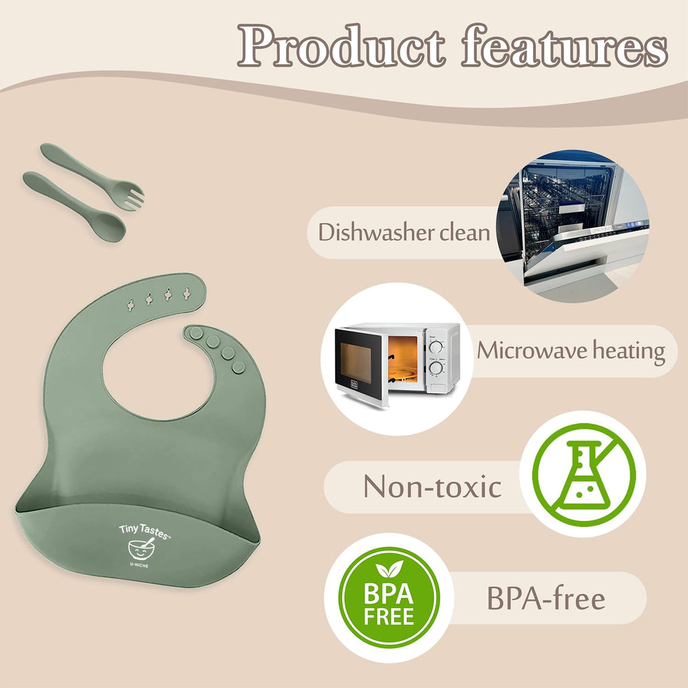 Tiny Tastes mealtime set showcased as a complete solution for at-home and travel use.