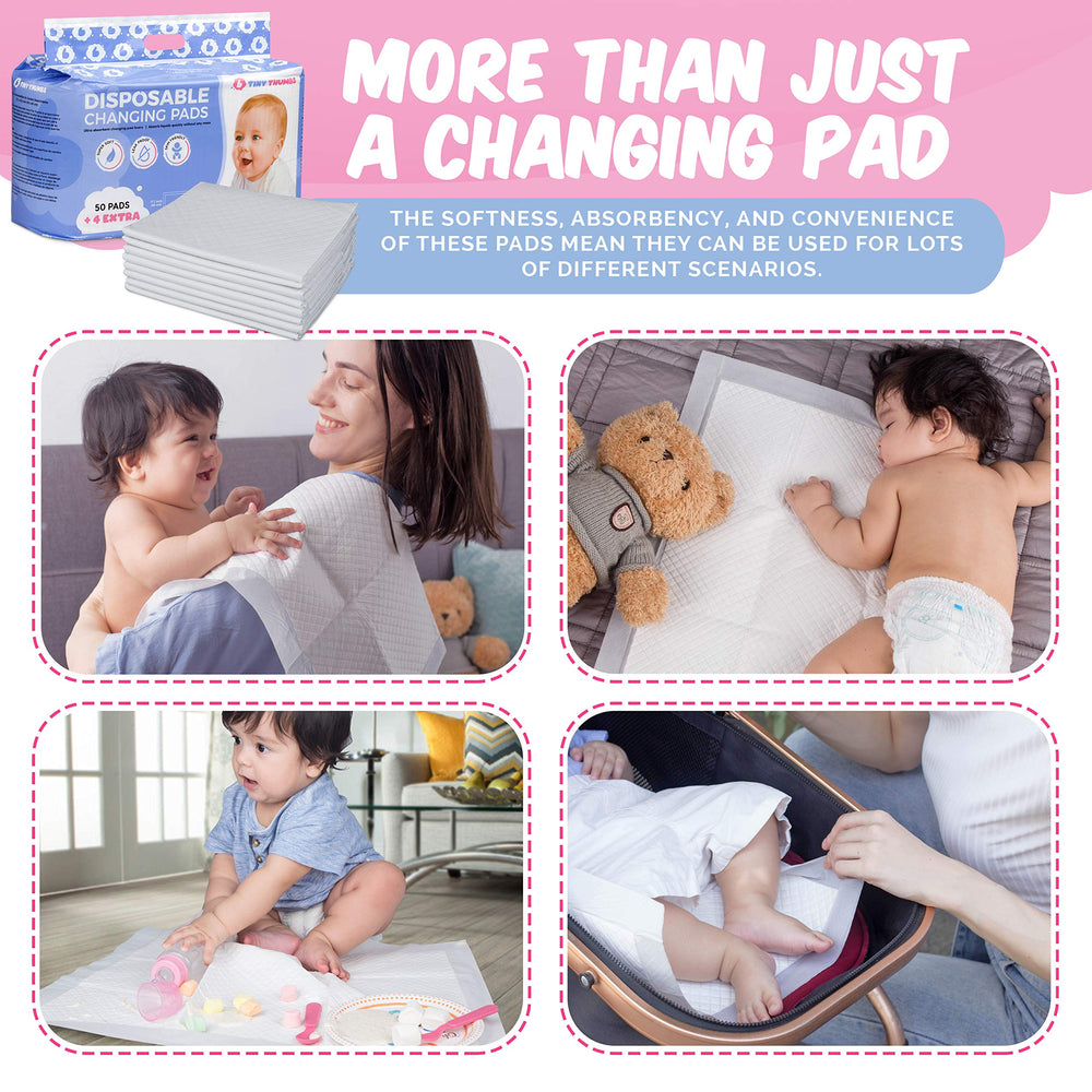 Tiny Thumbs bed pads and changing pad covers are included for versatile hygiene.