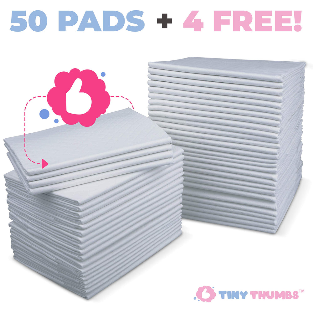 Tiny Thumbs four-layer pad with soft top layer and absorbent core for reliable protection.
