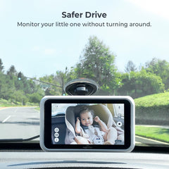 Tiny Traveler clamp-mount car monitor secured for easy, flexible placement