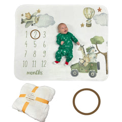 Tiny Treasures milestone blanket soft fleece texture for cozy newborn photography.