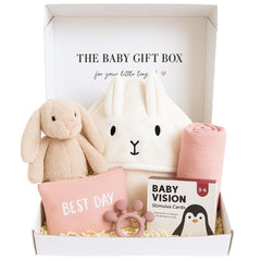 Tiny Treasures newborn gift basket box with premium packaging for easy gifting.