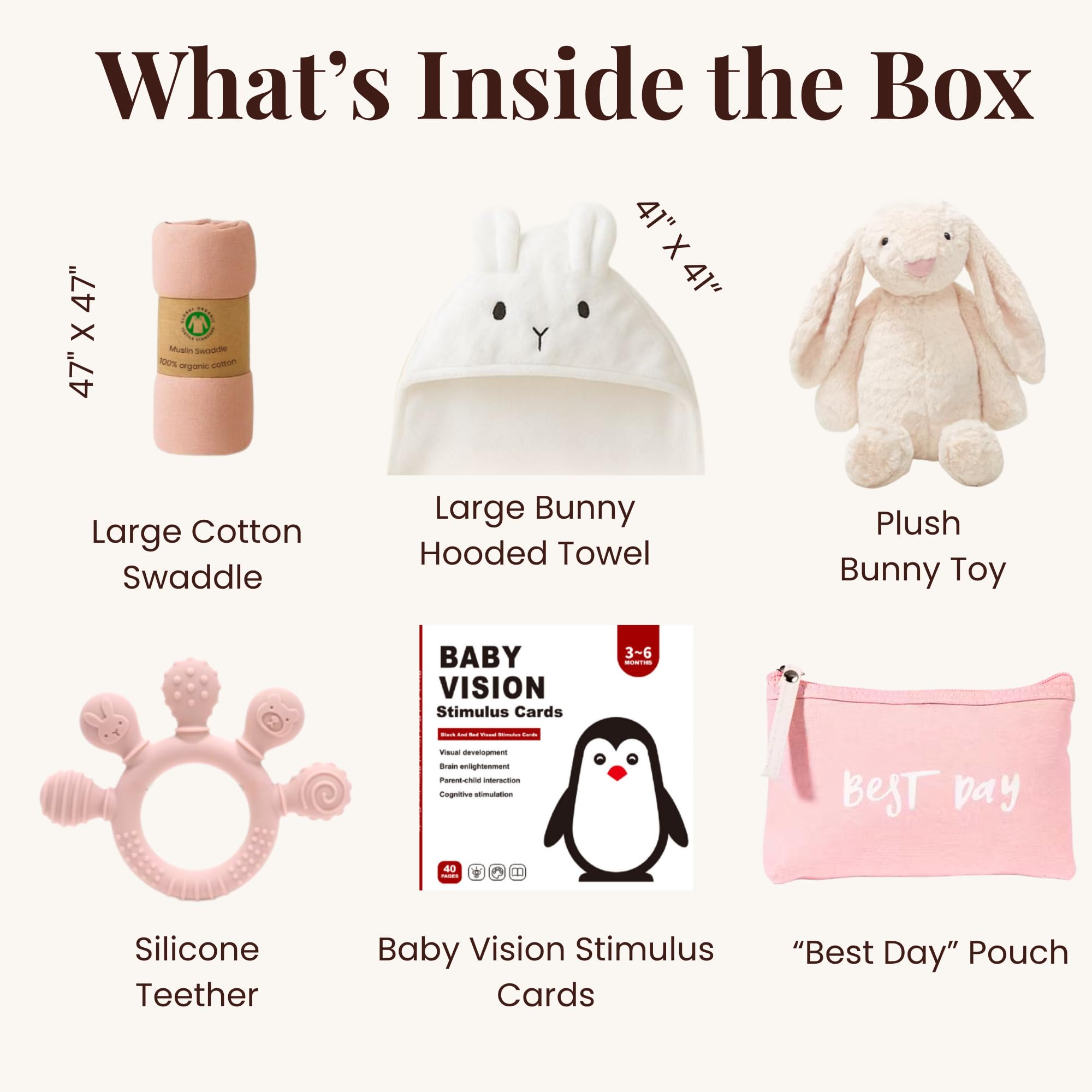 Tiny Treasures newborn gift basket plush bunny adds cuddly comfort for snuggle moments.