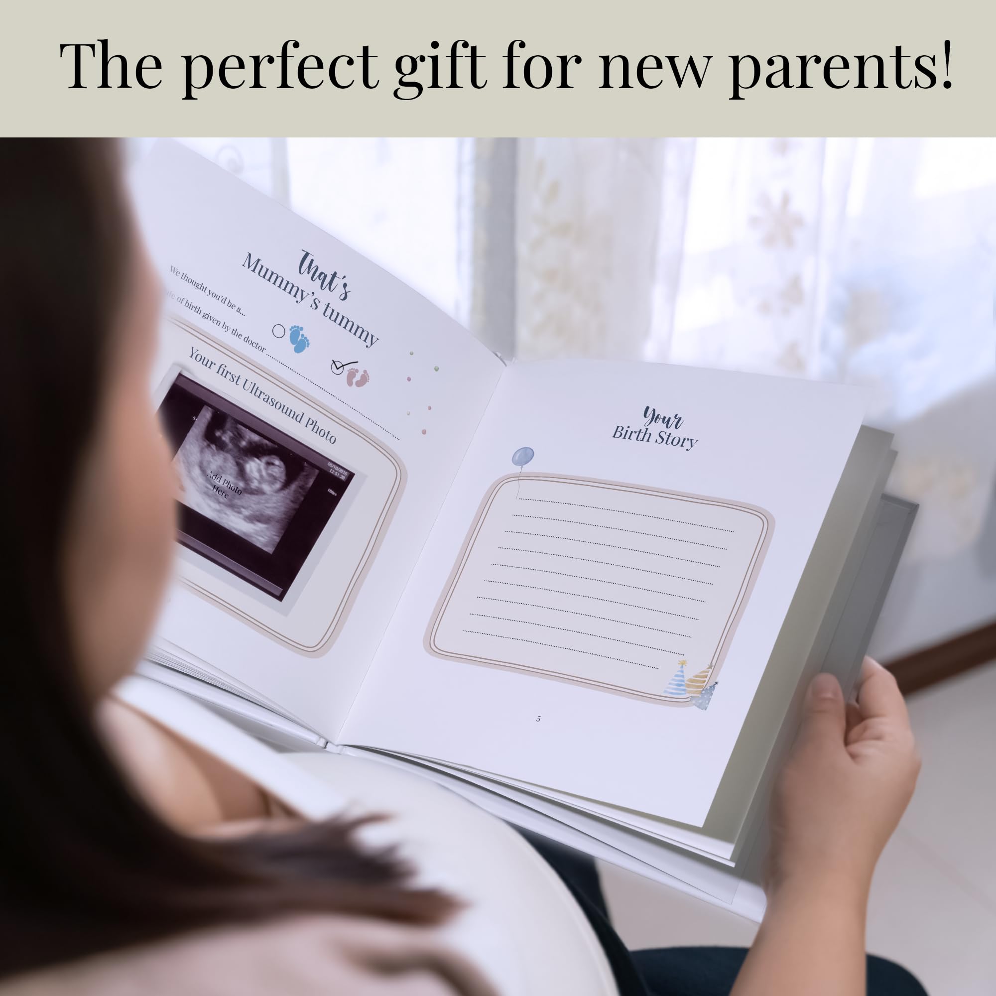 Tiny Trees Baby Memory Book photos-mementos page preserves ultrasound pics and keepsakes beautifully.