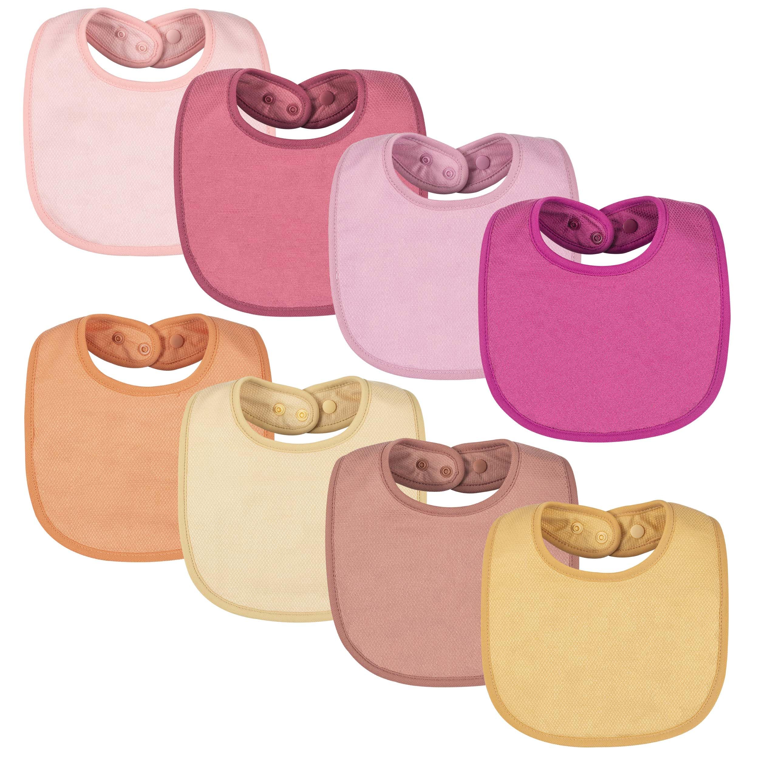 Tiny Twinkle 8-pack bibs with dry-comfort design protect clothes during drool.