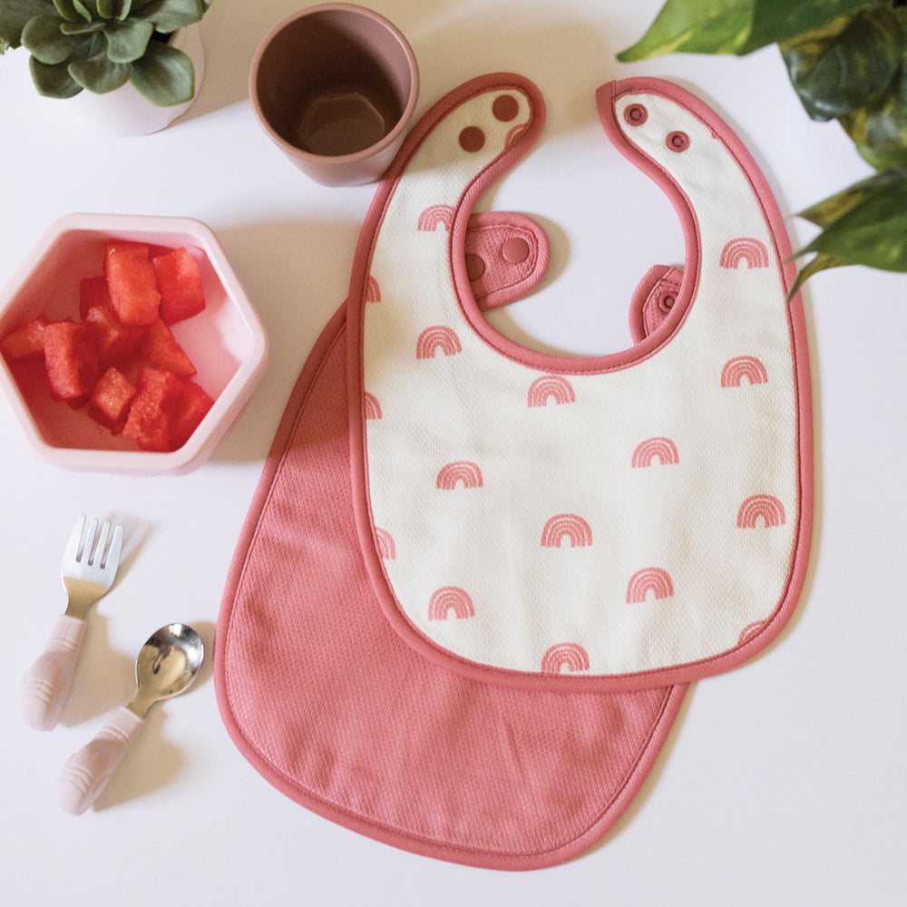 Tiny Twinkle bibs are machine washable for easy care after messy meals