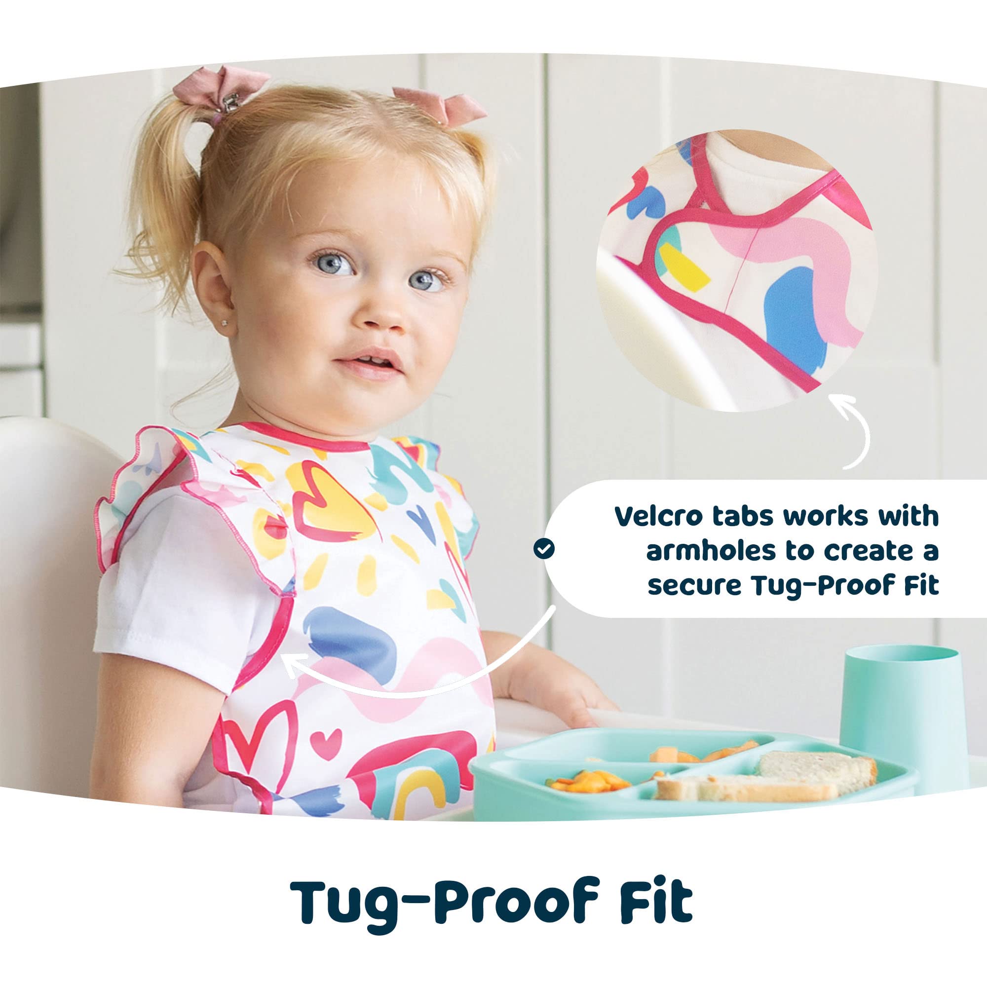 Tiny Twinkle baby apron for feeding Flutter color fits growing tots during meals.