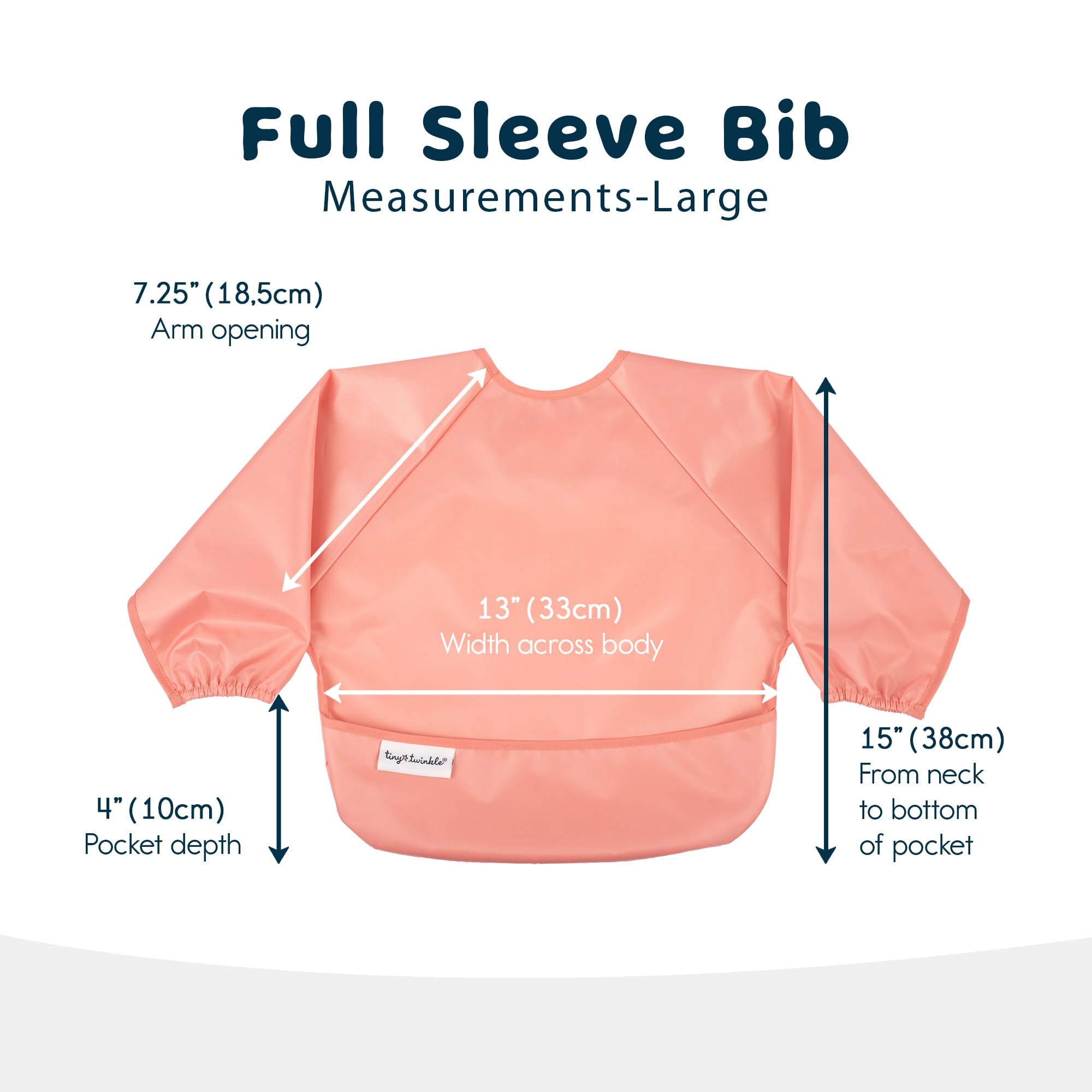 Tiny Twinkle baby bib elastic cuffs detail signals full-coverage protection at every bite