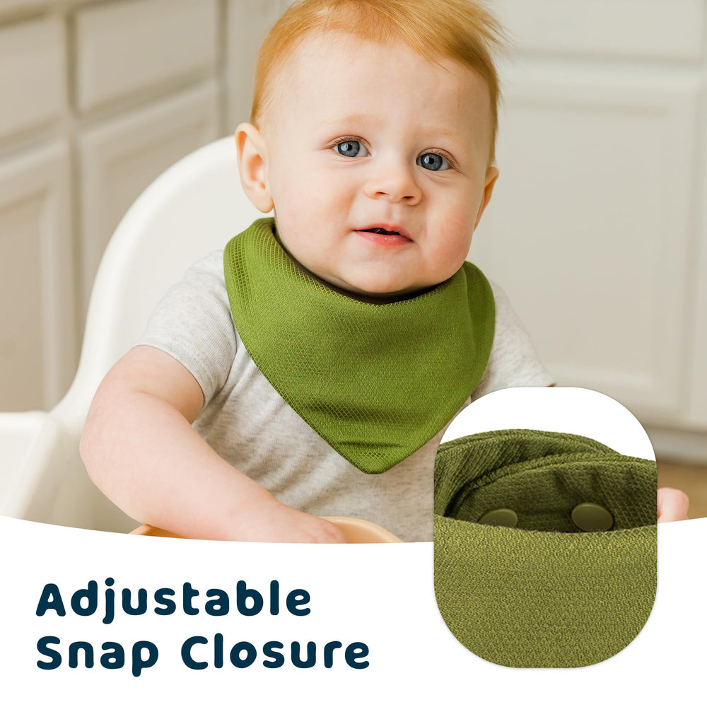 Tiny Twinkle bandana bib waterproof-absorbent layer keeps outfits dry during feeds and spills.