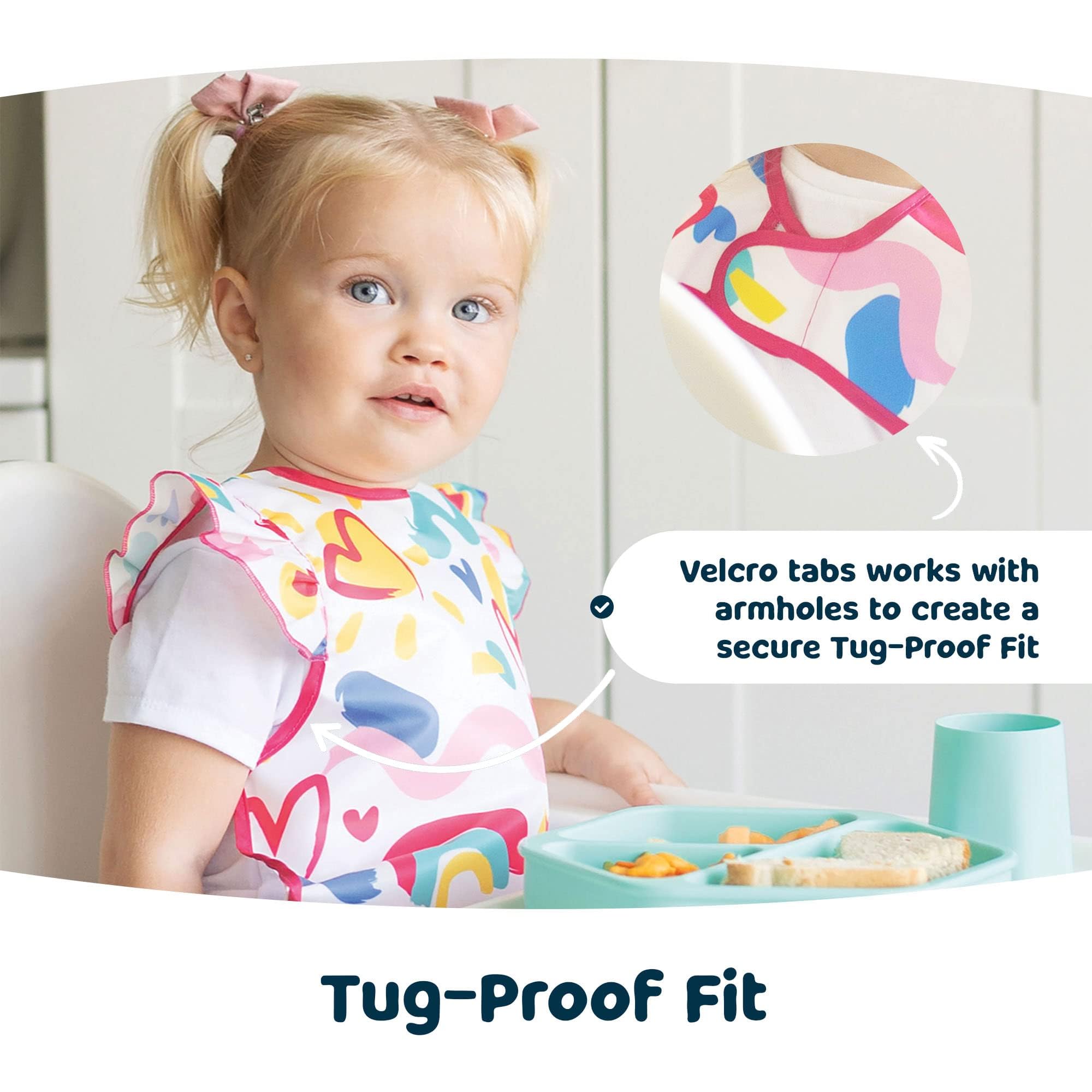 Tiny Twinkle Bib with spill protection reduces cleanup time during meals
