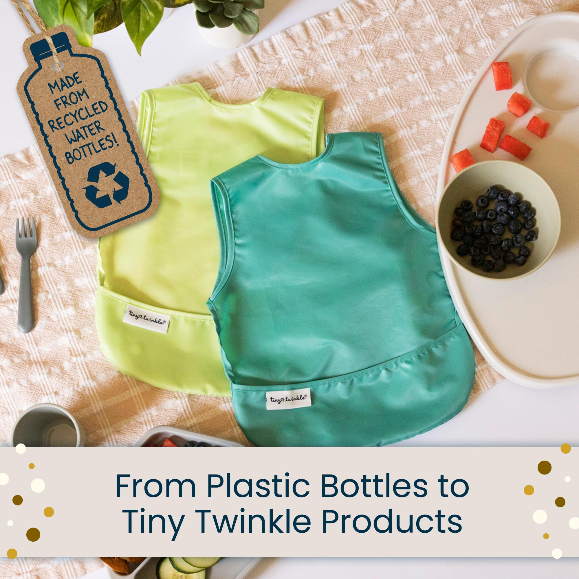 Tiny Twinkle blue-checkers gift-worthy bib ideal for baby showers.