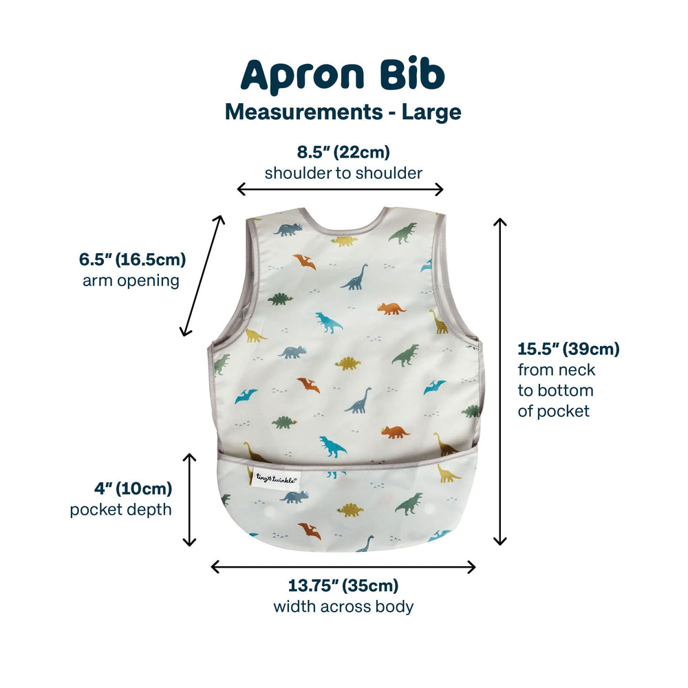 Tiny Twinkle boys bib mealtime scene emphasizes freedom of movement.