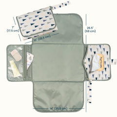 Tiny Twinkle changing pad with wipes pocket enables fast one-handed diaper changes.