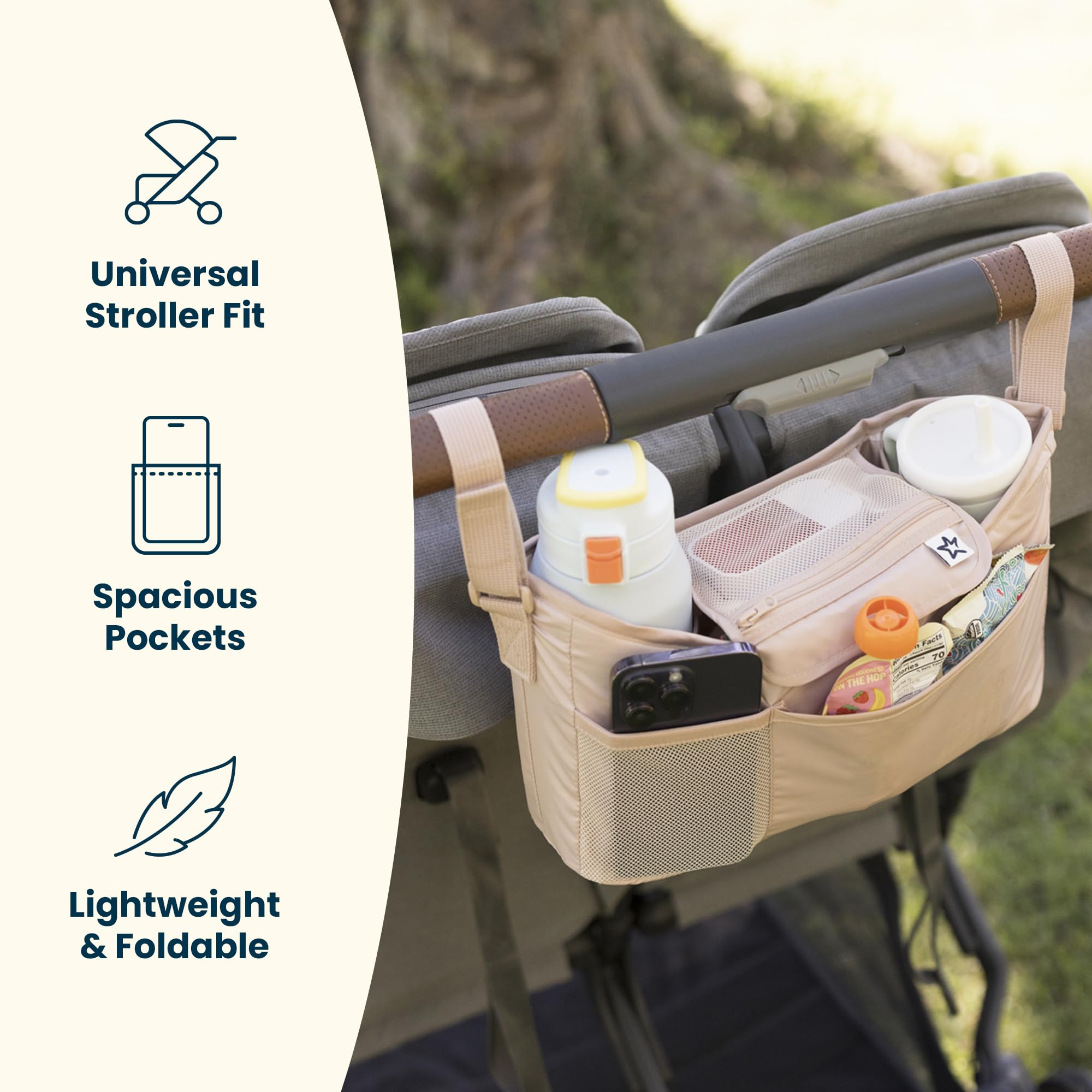Tiny Twinkle clear front pocket enables quick phone checks.