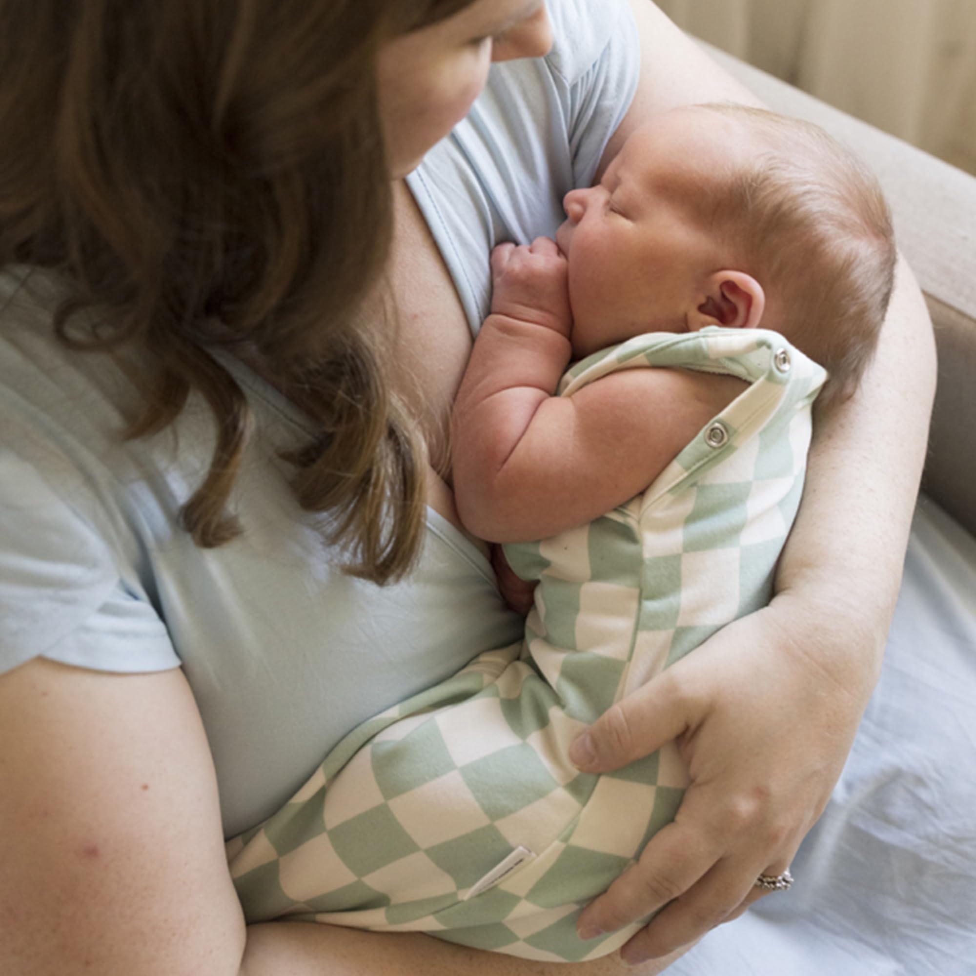 Tiny Twinkle cotton-elastane stretch demonstrates comfy growing-baby fit.