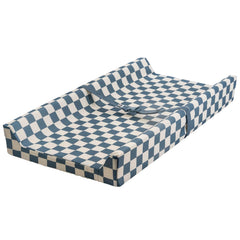Tiny Twinkle diaper changing pad blue checkers top view for easy diaper changes.