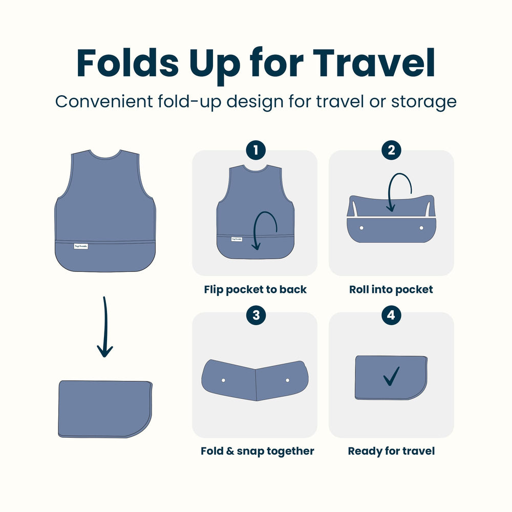 Tiny Twinkle flexible lightweight bib moves with toddlers during meals.