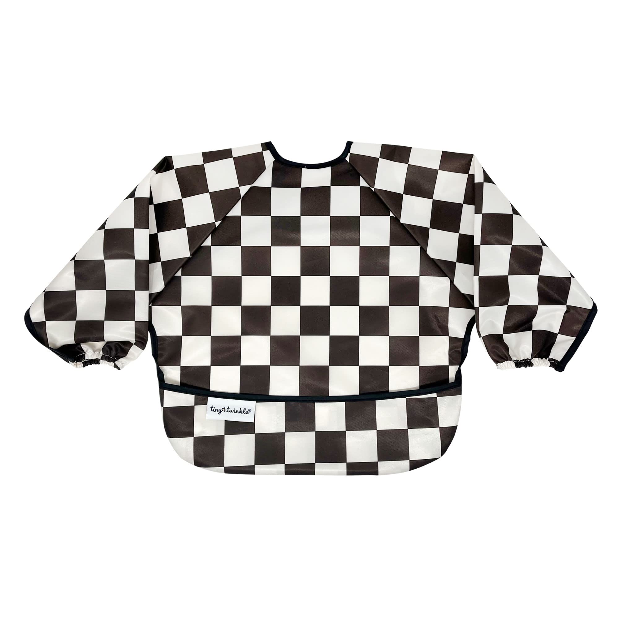 Tiny Twinkle full-body coverage bib Checkers Black prevents mess during snacks