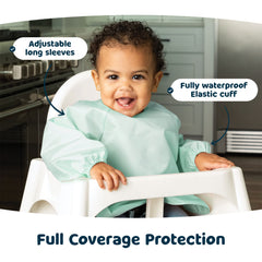 Tiny Twinkle long sleeve bib with easy-clean fabric for quick wipe-downs.