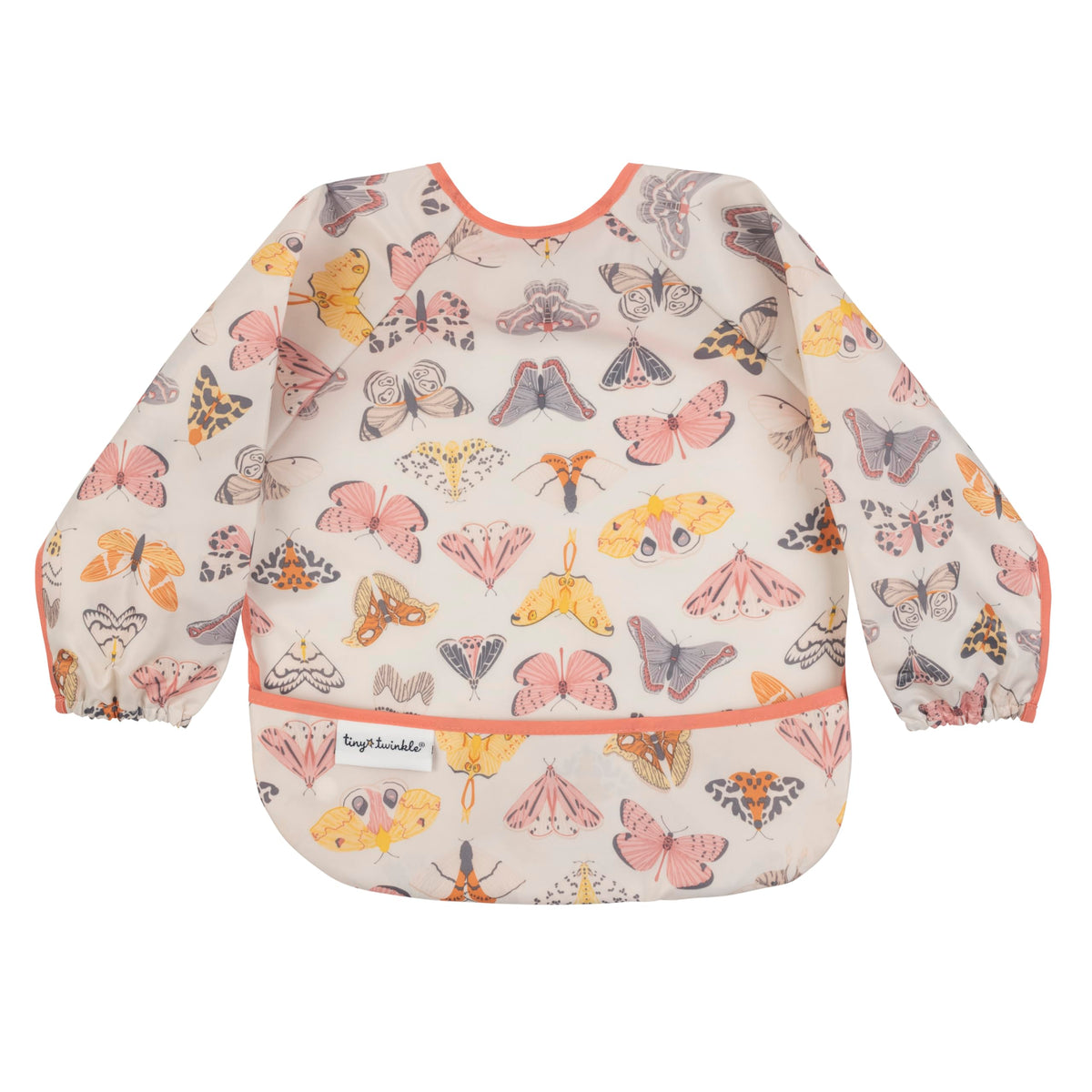 Tiny Twinkle long-sleeve bib full-coverage during meals keeps little outfits clean.