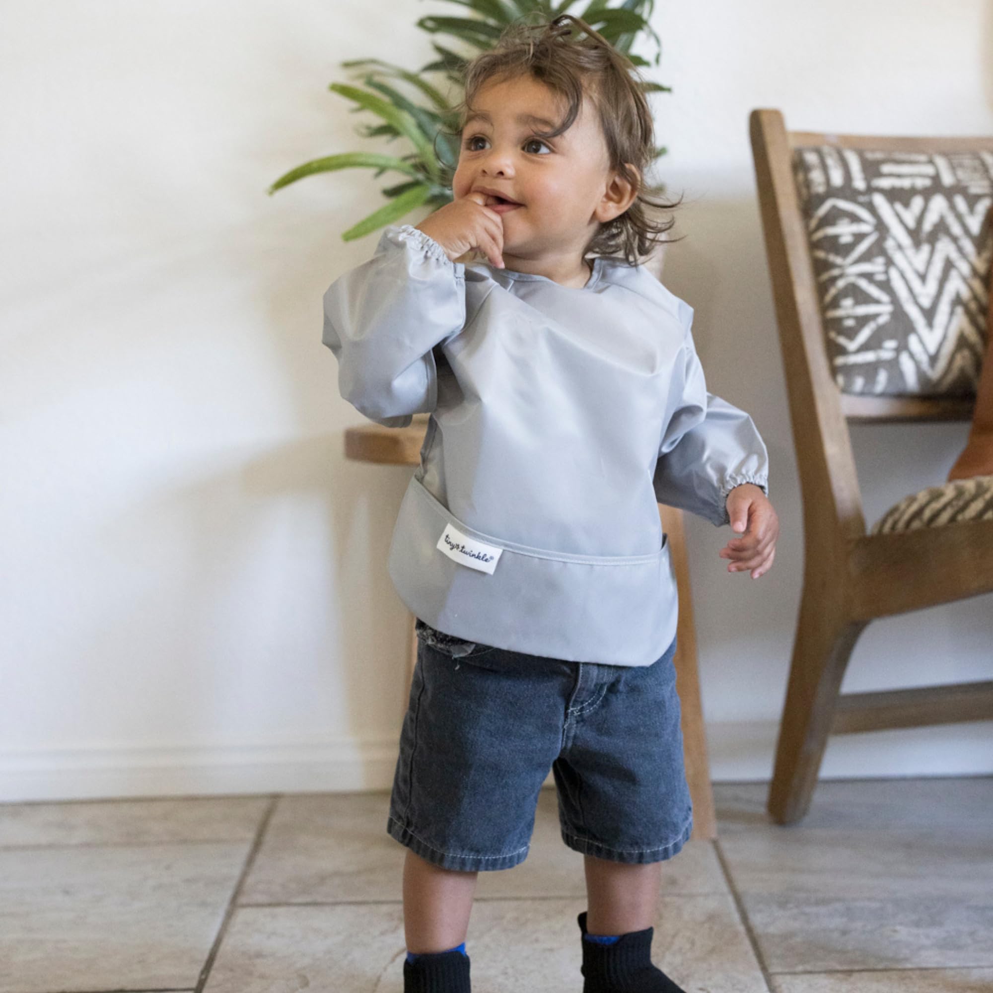 Tiny Twinkle long sleeve bib newborn-gift-ready makes a thoughtful shower present.