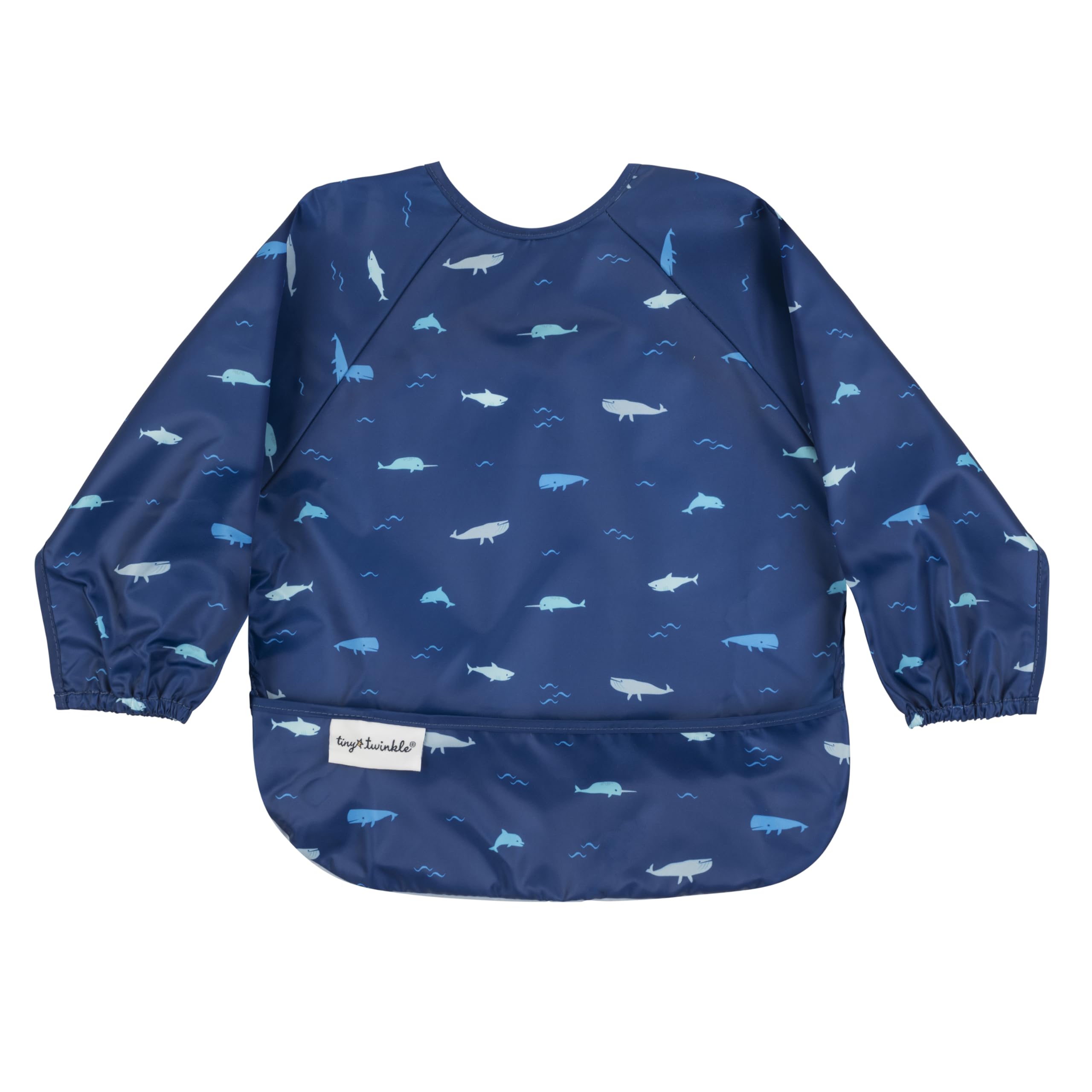 Tiny Twinkle long sleeve bib ocean life design keeps outfits clean during meals