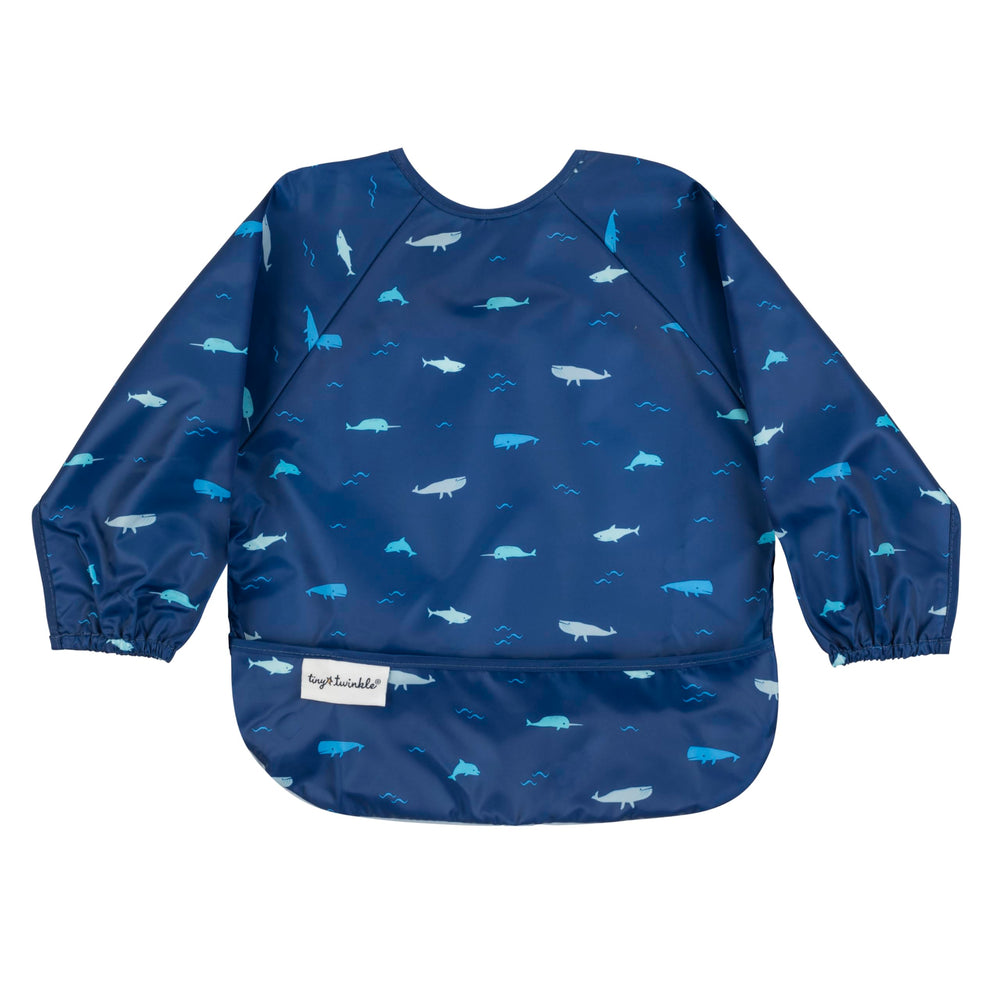 Tiny Twinkle long sleeve bib ocean life design keeps outfits clean during meals