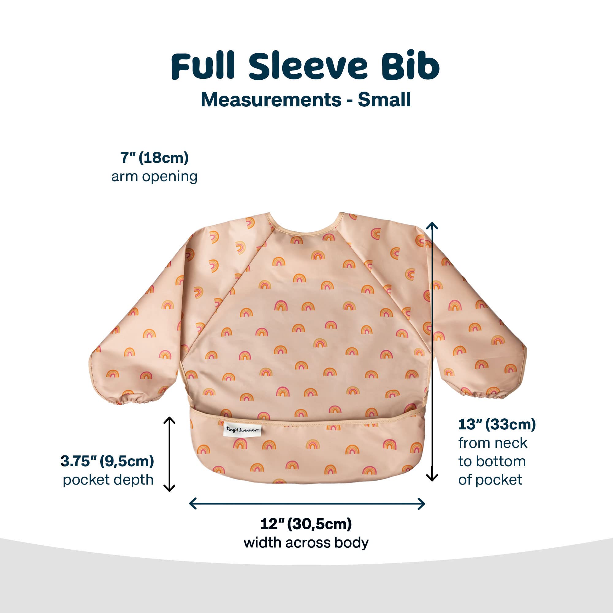 Tiny Twinkle long-sleeve bib with OEKO-TEX certification tag for safe fabrics.
