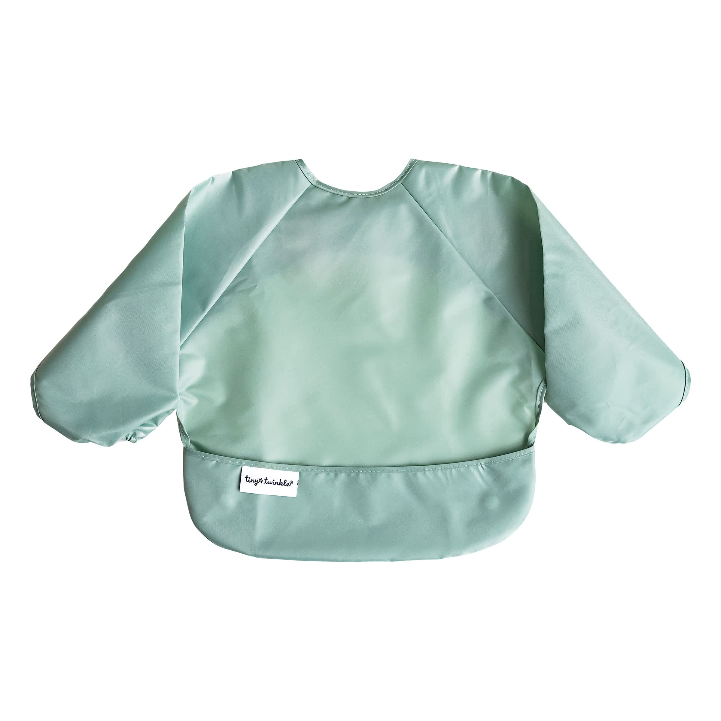 Tiny Twinkle long sleeve bib sage charcoal 2-pack washable care shows machine-wash friendly cleaning