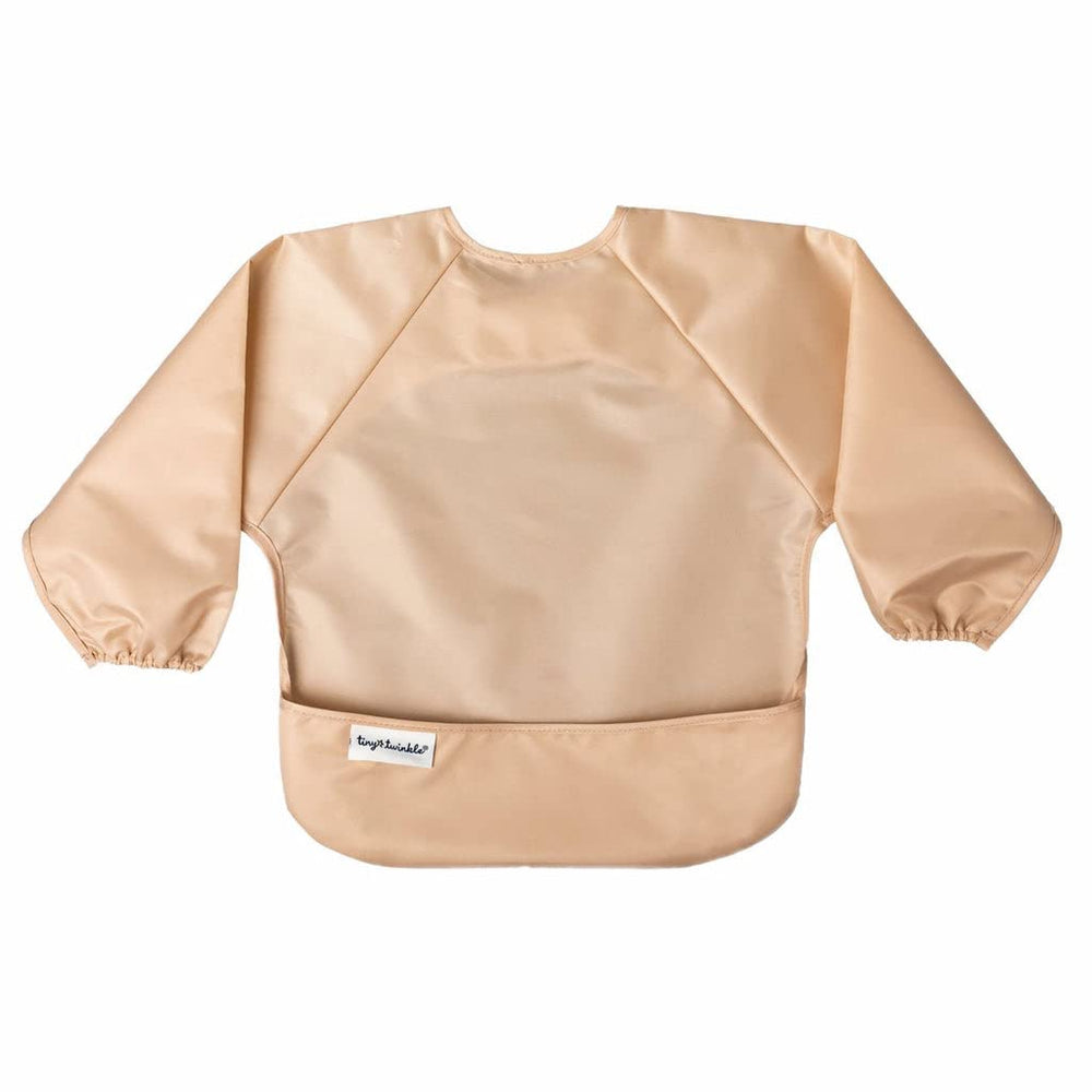 Tiny Twinkle long sleeve bib waterproof layer supports spill defense during feeding.