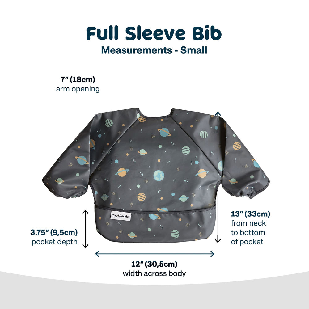 Tiny Twinkle long sleeve bib soft fabric allows comfortable movement during play and meals