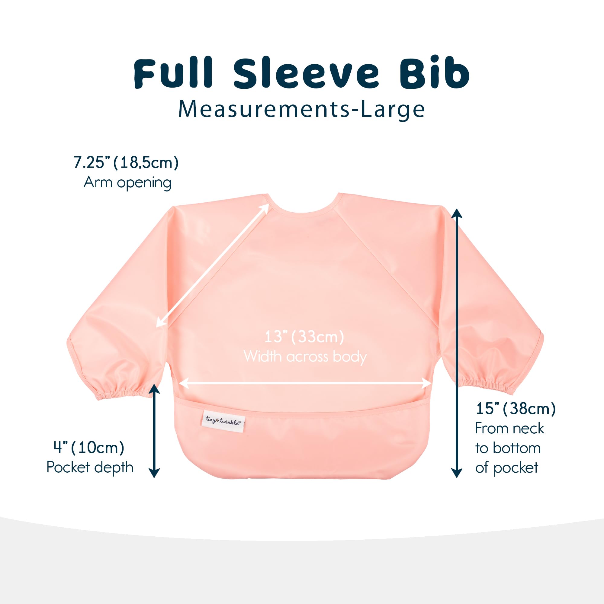 Tiny Twinkle long-sleeve bib washable material demonstrates easy care and durable daily use