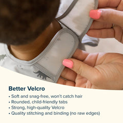 Tiny Twinkle waterproof bib in sage green keeps clothes dry during messy feedings.