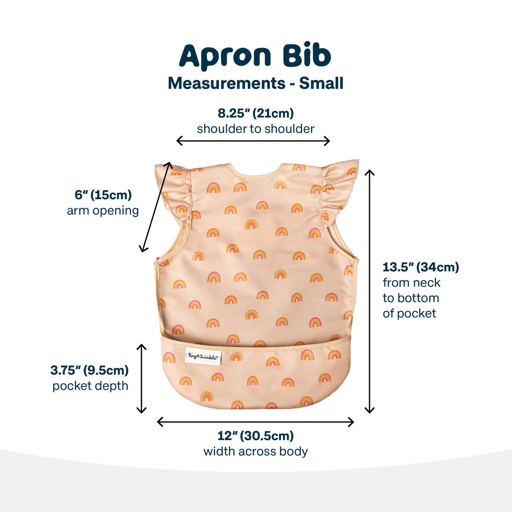 Tiny Twinkle mess-proof bib butterflies waterproof close-up shows quick-drying fabric.