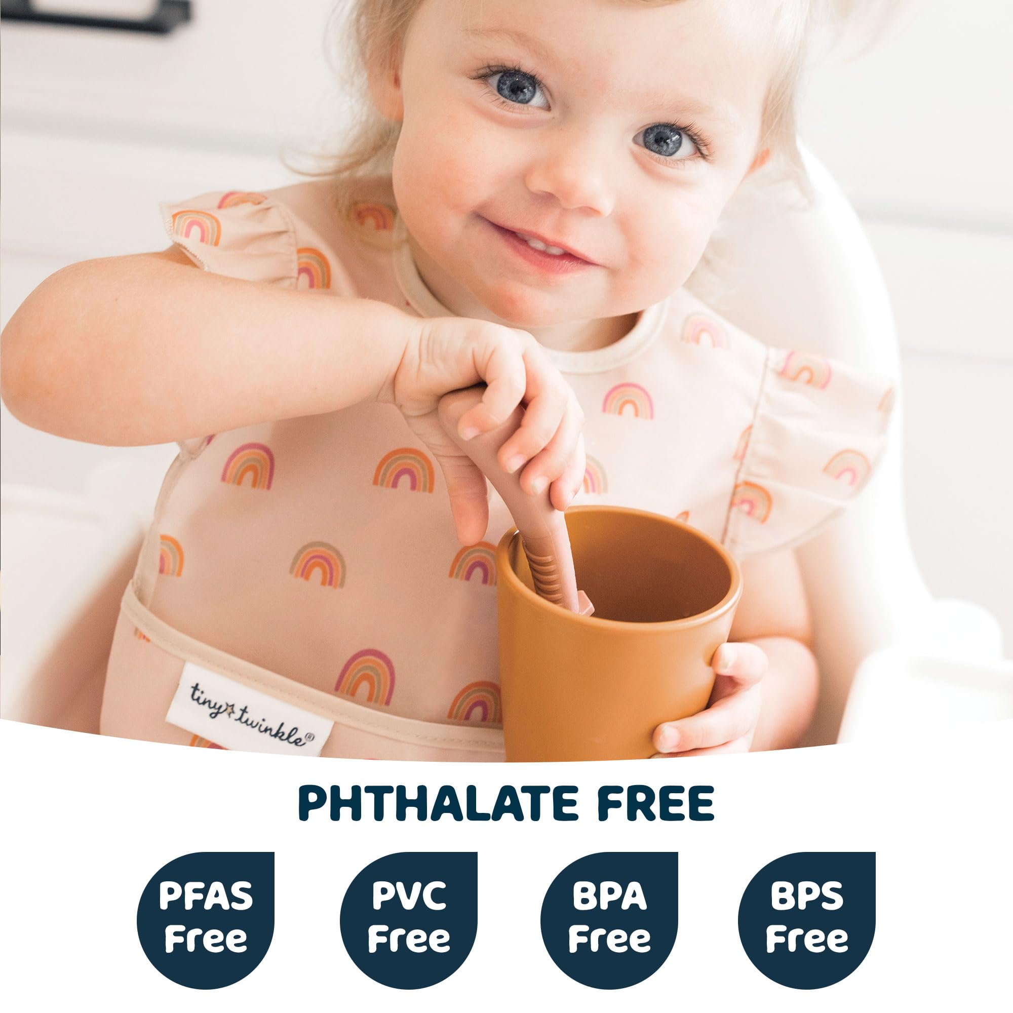 tiny twinkle mess proof bib machine washable highlights convenient laundry-friendly care.