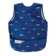 Tiny Twinkle Mess Proof Bib Ocean Life closeup shows waterproof coating for quick cleanup