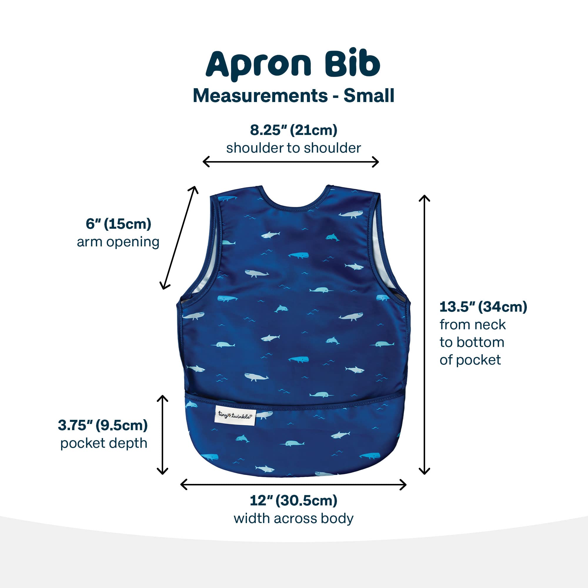 Tiny Twinkle Mess Proof Bib Ocean Life easy wipe-clean edge during meals