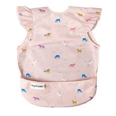 Tiny Twinkle unicorn confetti bib front view shows waterproof protection during meals.