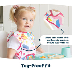 Tiny Twinkle bib care image illustrating machine wash for quick refresh.