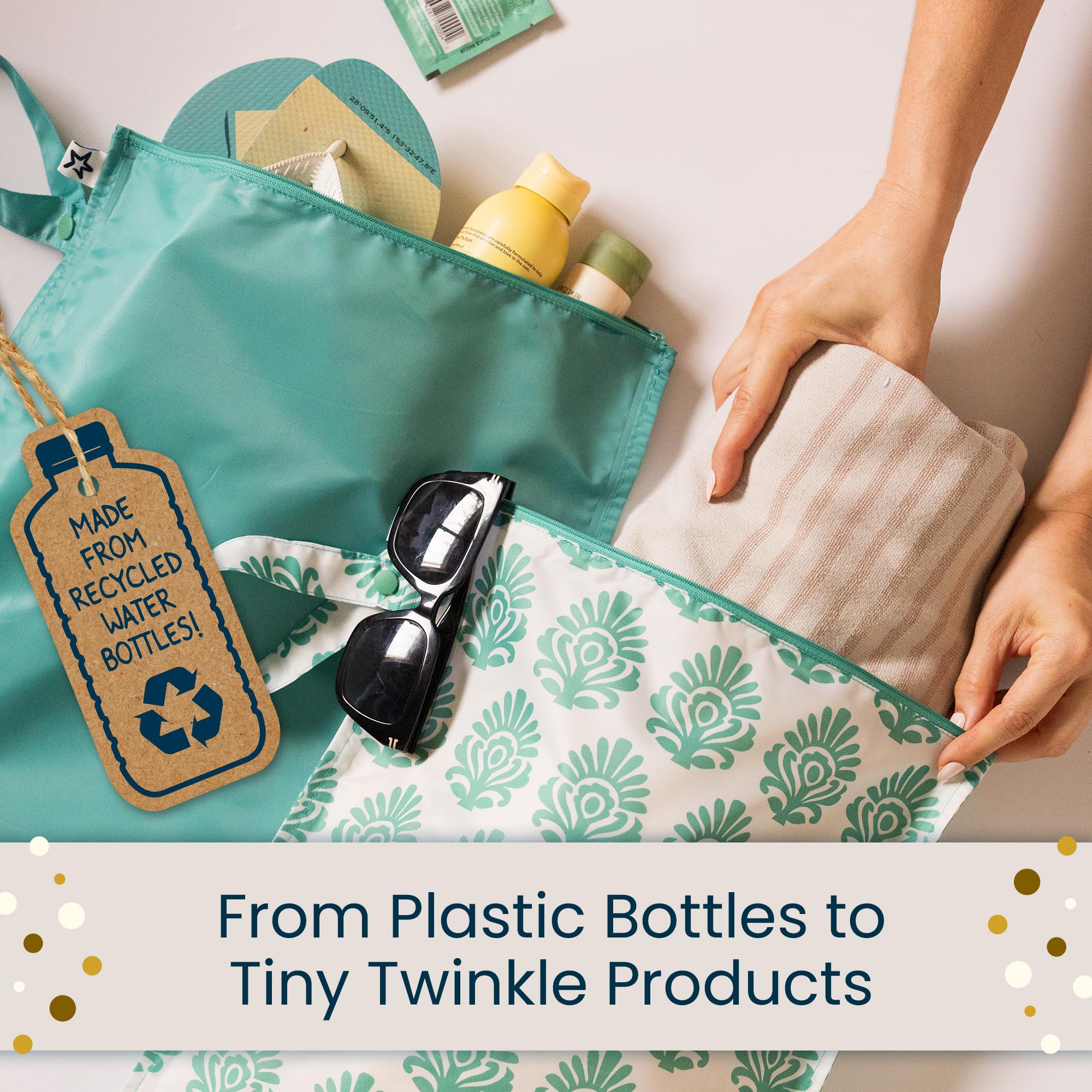 Tiny Twinkle Wet Bag fabric detail showing safety-certified material