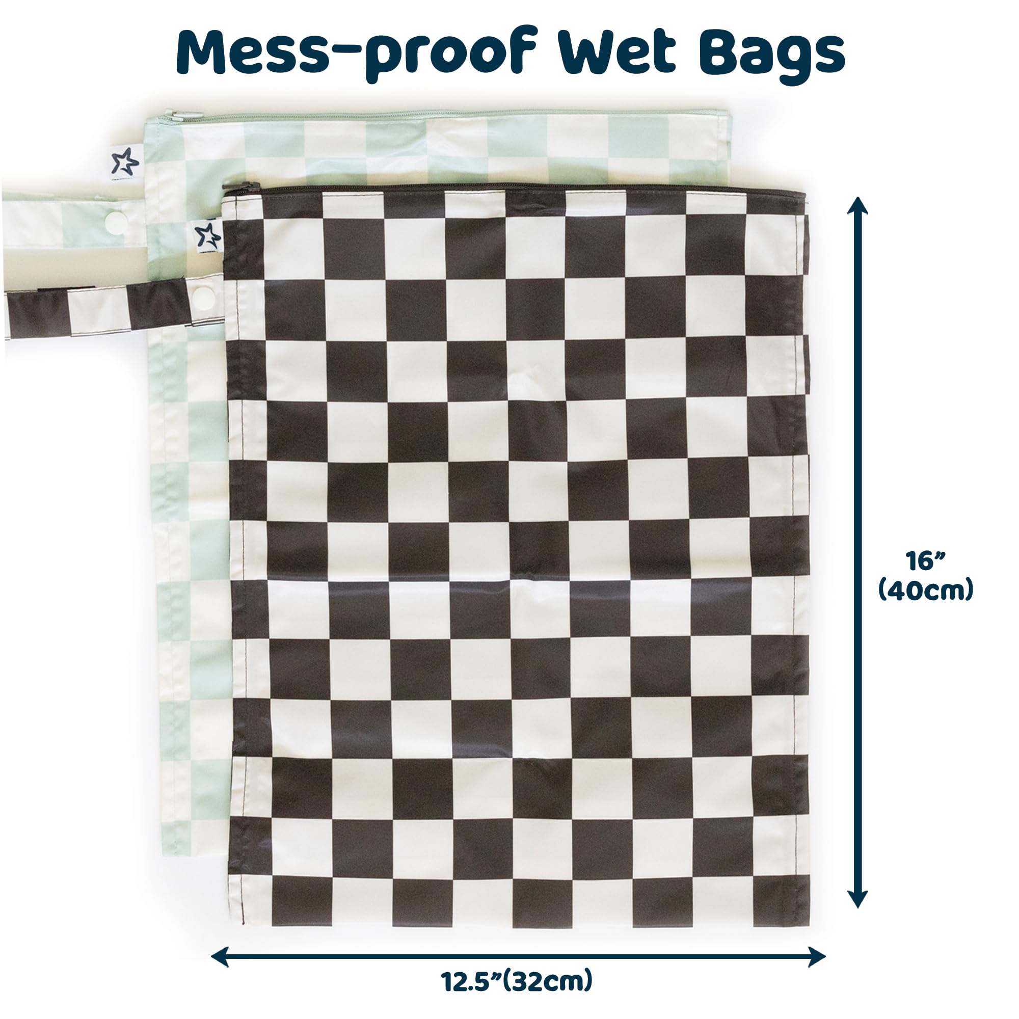 Tiny Twinkle Mess Proof Wet Bag used in a diaper bag to organize baby items