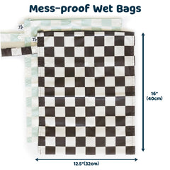 Tiny Twinkle Mess Proof Wet Bag used in a diaper bag to organize baby items