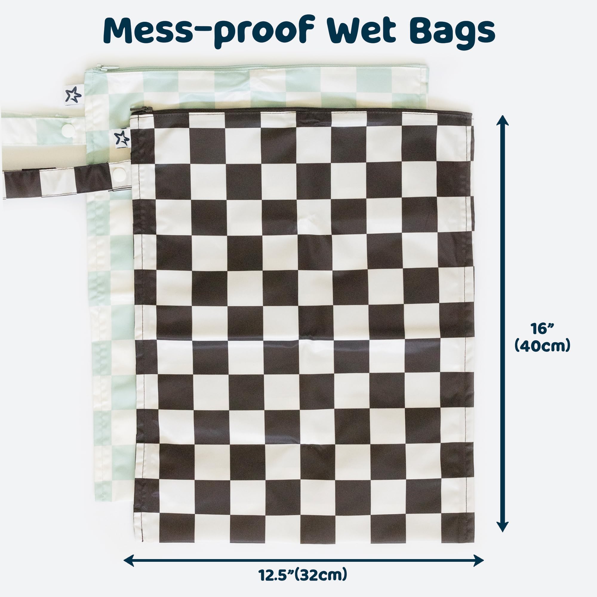 Tiny Twinkle Mess Proof Wet Bag uses quick-dry fabric for fast cleanup