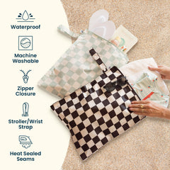 Tiny Twinkle Mess Proof Wet Bags open, diaper storage use-case demonstrated